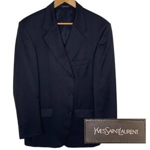 Yves Saint Laurent Black Mens Wool Blazer 42R